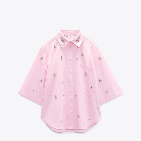 Zara Jeweled Poplin Shirt - Picture 1 of 4